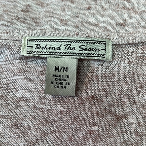 Behind The Seams 3/4 Sleeve Lightweight Cardigan. Mocha/White Heathered Color. - Picture 4 of 6